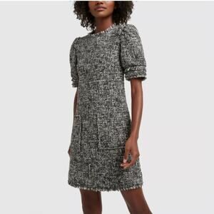 NEW G. Label by Goop Marina Tweed Puff Sleeve Dress Womens 6 Wool Blend